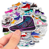 50 pieces of sneaker culture stickers, non repeating trendy brand sneakers, men's and women's hip-hop guitar skateboard, computer helmet waterproof stickers