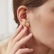 Gold stainless steel flower earrings