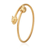 Stainless steel wolf head steel wire opening adjustable bracelet