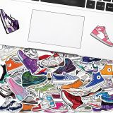 50 pieces of sneaker culture stickers, non repeating trendy brand sneakers, men's and women's hip-hop guitar skateboard, computer helmet waterproof stickers