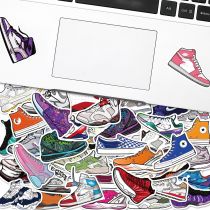 50 pieces of sneaker culture stickers, non repeating trendy brand sneakers, men's and women's hip-hop guitar skateboard, computer helmet waterproof stickers