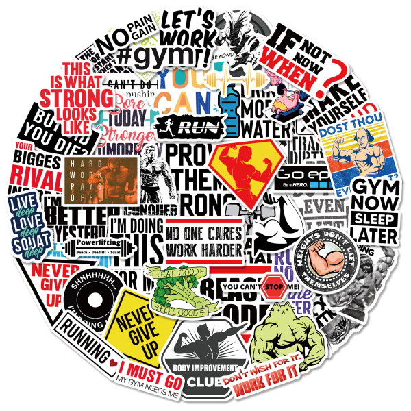 50 text stickers for gym incentive culture stickers, Taekwondo hall walls, gym decoration, waterproof stickers