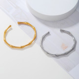 Stainless steel bamboo joint opening adjustable bracelet