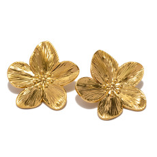 Gold stainless steel flower earrings