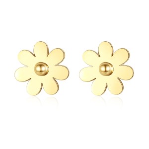 Gold stainless steel flower earrings