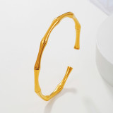 Stainless steel bamboo joint opening adjustable bracelet