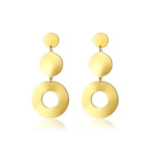 Stainless steel circular splicing earrings