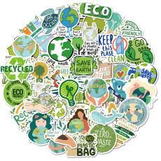 50 English environmental protection stickers to protect the environment, green ecology, cross-border graffiti, waterproof stickers, luggage stickers