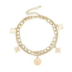 Stainless steel clover shell bracelet