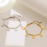Stainless steel clover snake bone double layer bracelet