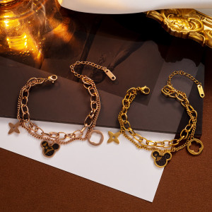 Stainless Steel Cartoon Four Leaf Grass Bracelet