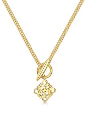 Stainless steel hollow carved pendant OT buckle necklace