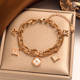 Stainless steel clover shell bracelet
