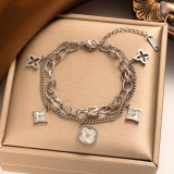 Stainless steel clover shell bracelet