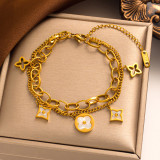 Stainless steel clover shell bracelet