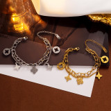 Stainless steel clover  bracelet