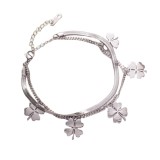Stainless steel clover snake bone double layer bracelet