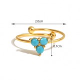 Stainless steel natural stone gemstone opening ring