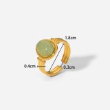 Stainless steel natural stone gemstone opening ring