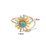 Stainless steel natural stone gemstone opening ring