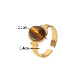 Stainless steel natural stone gemstone opening ring