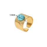 Stainless steel natural stone gemstone opening ring