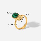Stainless steel natural stone gemstone opening ring