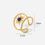 Stainless steel natural stone gemstone opening ring