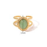 Stainless steel natural stone gemstone opening ring