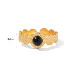 Stainless steel natural stone gemstone opening ring