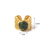 Stainless steel natural stone gemstone opening ring