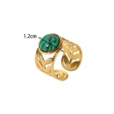 Stainless steel natural stone gemstone opening ring