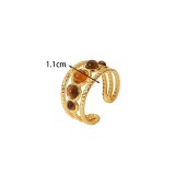 Stainless steel natural stone gemstone opening ring
