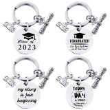28 style stainless steel round 2023 Season of graduation gift metal keychain