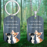 Stainless steel color printed military brand Mother's Day Father's Day To My Son necklace keychain set