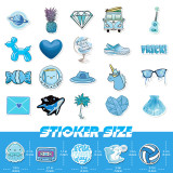 50 blue small fresh ins graffiti stickers VSCO blue ocean breeze small fresh insulation cup waterproof stickers