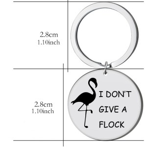 28CM Flamingo Round Stainless Steel Keychain Necklace