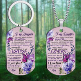 Stainless steel color printed military brand Mother's Day Father's Day To My Son necklace keychain set