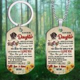 Stainless steel color printed military brand Mother's Day Father's Day To My Son necklace keychain set