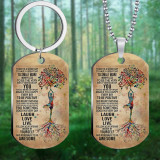 Stainless steel color printed military brand Mother's Day Father's Day To My Son necklace keychain set