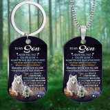 Stainless steel color printed military brand Mother's Day Father's Day To My Son necklace keychain set