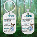 Stainless steel color printed military brand Mother's Day Father's Day To My Son necklace keychain set