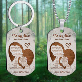 Stainless steel color printed military brand Mother's Day Father's Day To My Son necklace keychain set