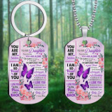 Stainless steel color printed military brand Mother's Day Father's Day To My Son necklace keychain set