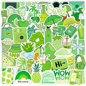 50 green stickers VSCO graffiti stickers luggage notebook ins small fresh waterproof stickers