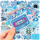 50 blue small fresh ins graffiti stickers VSCO blue ocean breeze small fresh insulation cup waterproof stickers