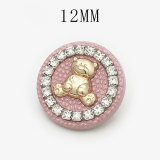 12MM love Little Bear metal Rhinestones DIY snap button charms