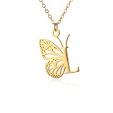 Stainless steel 26 letter hollowed out butterfly necklace