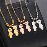 Stainless steel boy girl good friend family pendant necklace