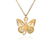 Stainless steel 26 letter hollowed out butterfly necklace
